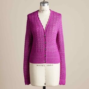 Sundance Leanna Pointelle Cardigan, fucsia M